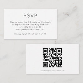 ミニマルQRコード白黒結婚式RSVP エンクロージャーカード