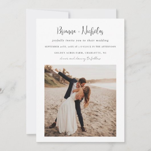 ミニマルQRコード結婚すべて 招待状 (正面)