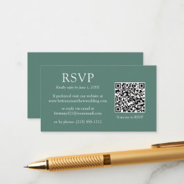 ミニマルQRコード結婚のユーカリプタス緑RSVP エンクロージャーカード
