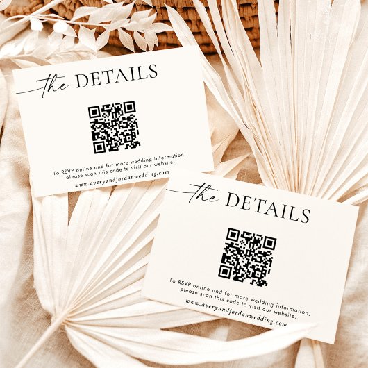 ミニマルQRコード結婚のWebサイト詳細カード サンキューカード