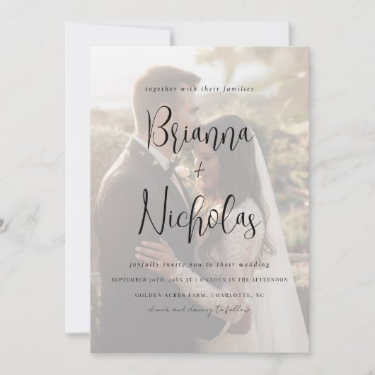 ミニマルQRコード結婚写真 招待状 (正面)