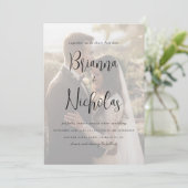 ミニマルQRコード結婚写真 招待状 (スタンド正面)