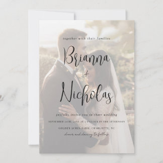 ミニマルQRコード結婚写真 招待状