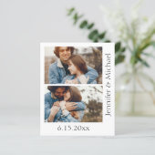 ミニマルQRコードRSVP3枚の写真付き結婚式招待状 (スタンド正面)