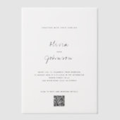 ミニマルQrコー結婚ド ベラム紙招待状 (正面)