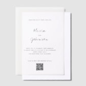 ミニマルQrコー結婚ド ベラム紙招待状 (オフセット)