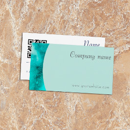 ミニマルQRターコイズグリーンホワイトビジネスカード 名刺
