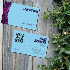 ミニマルQRブルーパープルブルービジネスカード 名刺