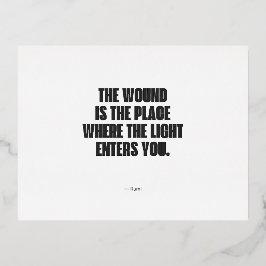 ミニマルRumi引用文 – 傷はPl 箔シーズンポストカード