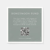 ミニマルSage Greenの結婚Honeymoon Fund QRコード スタンダードカクテルナプキン (正面)