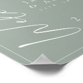 ミニマルSage Greenスクリプ結婚トのウェルカムサイン ポスター (角)