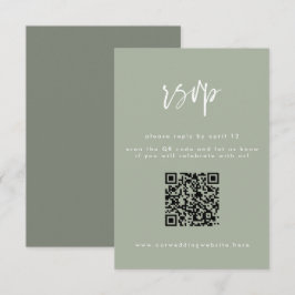 ミニマルSage Greenスクリプ結婚トのQRコード 出欠カード