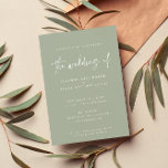 ミニマルSage Green手書きスクリプ結婚ト 招待状<br><div class="desc">またモダンミニマルSage Greenの半カスタマイズ可能な結婚式招待状で、手書き書き台本に結婚「のコンテンポラリー」と背面に暗く一致するSage Greenの色合いを使用して – すべての色はデザインツールを使用して変更できる。私のショップで結婚は、追加のマッチングの文房具が利用可能で、コレクションを参照して、あなたの結婚式招待状スイートを構築する。</div>