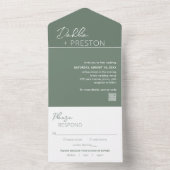 ミニマルSage Green QRコーモダンド結婚 オールインワン招待状 (内側)