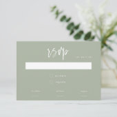 ミニマルSage Green Script Meal Choice結婚's 出欠カード (スタンド正面)
