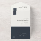 ミニマルSCANDI BLACK & WHITE MONOGRAM結婚's オールインワン招待状 (外側)