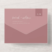 ミニマルSCANDI DUSKY赤面バラPINK結婚の写真 オールインワン招待状 (裏面)