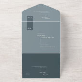 ミニマルSCANDI DUSKY GRAY BLUE MONOGRAM結婚's オールインワン招待状 (外側)