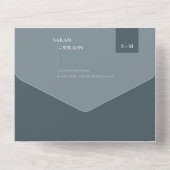 ミニマルSCANDI DUSKY GRAY BLUE MONOGRAM結婚's オールインワン招待状 (裏面)