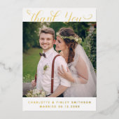 ミニマルScript Chicがパーソナライズされたお結婚礼 箔シーズンカード (正面)