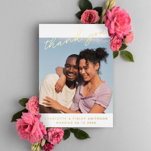 ミニマルScript Chicがパーソナライズされたお結婚礼 箔シーズンカード