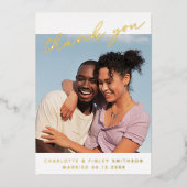 ミニマルScript Chicがパーソナライズされたお結婚礼 箔シーズンカード (正面)