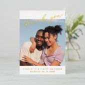 ミニマルScript Chicがパーソナライズされたお結婚礼 箔シーズンカード (立ち正面)