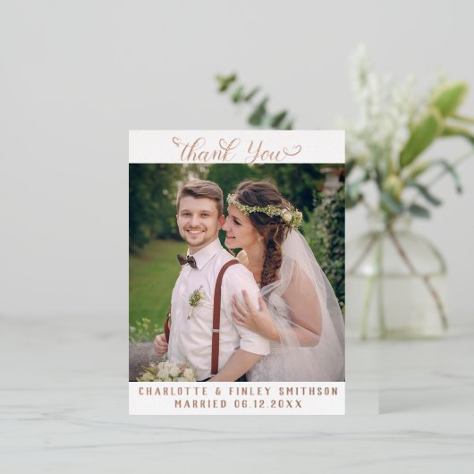 ミニマルScript Chicがパーソナライズされたお結婚礼 箔シーズンポストカード (立ち正面)