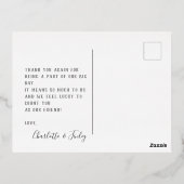 ミニマルScript Chicがパーソナライズされたお結婚礼 箔シーズンポストカード (裏面)