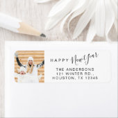 ミニマルScript Holiday New Year Photo Address ラベル (インサイチュ)