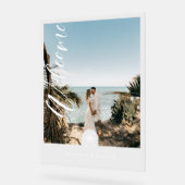 ミニマルScript Welcomeの結婚Photo Palm Monogram アクリルサイン (傾斜)