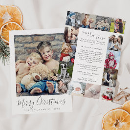 ミニマルSilver What A Year写真コラージュのクリスマス シーズンカード