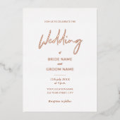 ミニマルTerracottaスクリプ結婚ト 箔招待状 (正面)