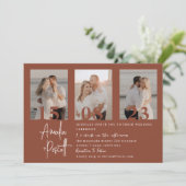 ミニマルTerracottaフォトコラージュ結婚ズ 招待状 (スタンド正面)