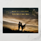 ミニマルTitleblock Photo日付を保存 箔招待状 (正面)