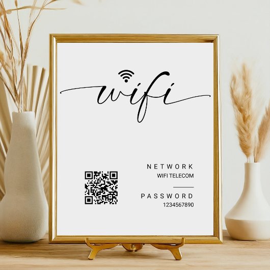 ミニマルWiFiパスワードQrコード結婚の署名 台座サイン