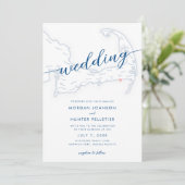 ミニマルWychmereモダンビーチクラブマップ結婚 招待状 (スタンド正面)