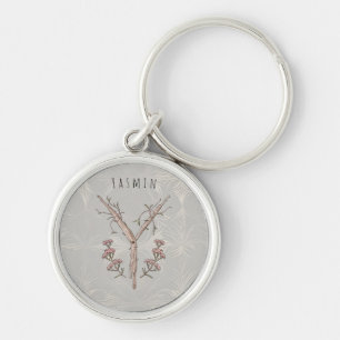 ミニマルYarrow Flower Monogram 'Y' キーホルダー