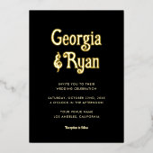 ミニマ不気味リストブラックゴシックハロウィン結婚ズ 箔招待状 (正面)