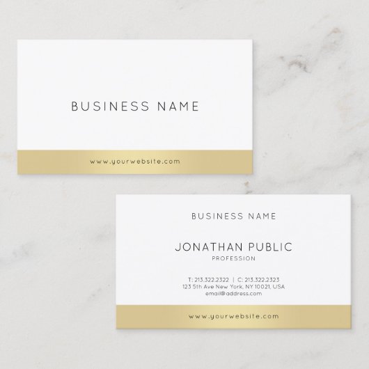 ミニマ人気があるモダンリストエレガント金ゴールドテンプレート 名刺 (正面/裏面)