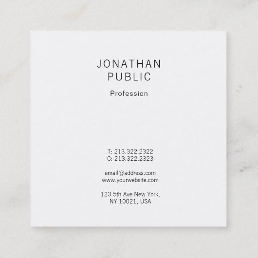 ミニマ人気があるリストテンプレートプロフェッショナルデザイン スクエア名刺 (裏面)