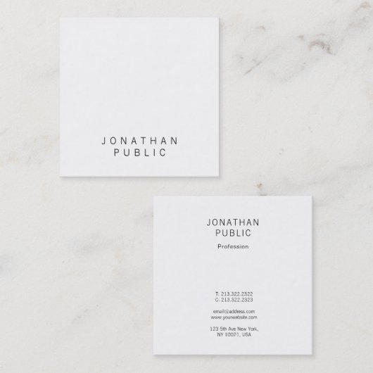 ミニマ人気があるリストテンプレートプロフェッショナルデザイン スクエア名刺 (正面/裏面)