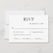 ミニマ伝統的フォーマルル白黒結婚ズ 出欠カード (正面)