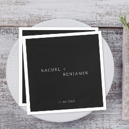 ミニマ伝統的ルシンプル白黒結婚の スタンダードカクテルナプキン