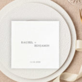 ミニマ伝統的ルシンプル白黒結婚の スタンダードカクテルナプキン