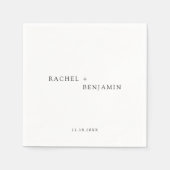 ミニマ伝統的ルシンプル白黒結婚の スタンダードカクテルナプキン (正面)