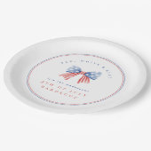 ミニマ名門私立校風のリストUSA水彩弓7月4日BBQ ペーパープレート (アングル)