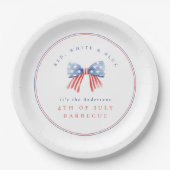 ミニマ名門私立校風のリストUSA水彩弓7月4日BBQ ペーパープレート (正面)