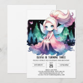 ミニマ威厳のあるリストフェアリー誕生日 招待状 (正面/裏面)