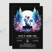 ミニマ威厳のあるリスト猫誕生日 招待状 (正面/裏面)